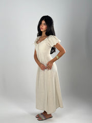 Puff Linen Dress - Beige