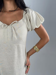 Puff Linen Dress - Beige