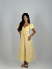 Puff Linen Dress - Yellow